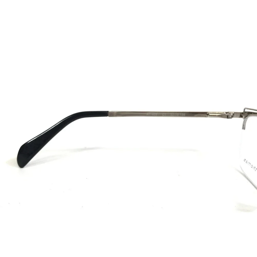 Adin Thomas Eyeglasses Frames AT-426 C1 Black Silver Cat Eye Half Rim 52-16-135